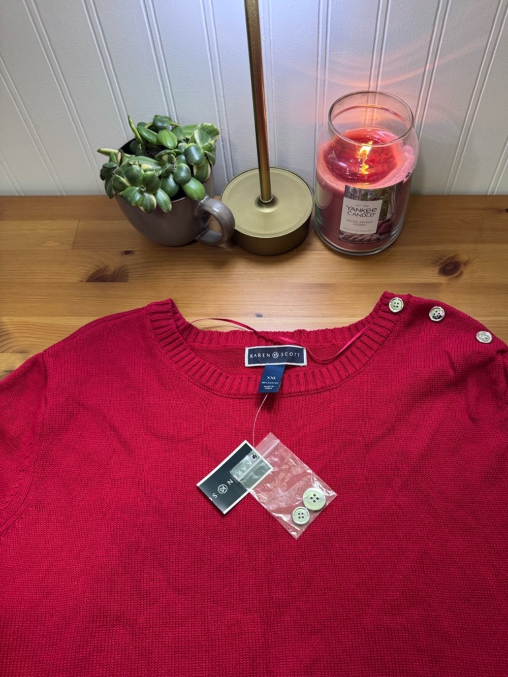 Karen Scott New Red Amore Button-Shoulder Women's Sweater Size XXL New With Tags